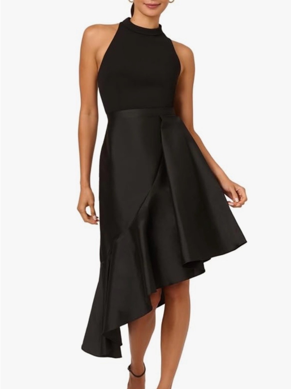 Adrianna Papell crepe combo taffeta dress